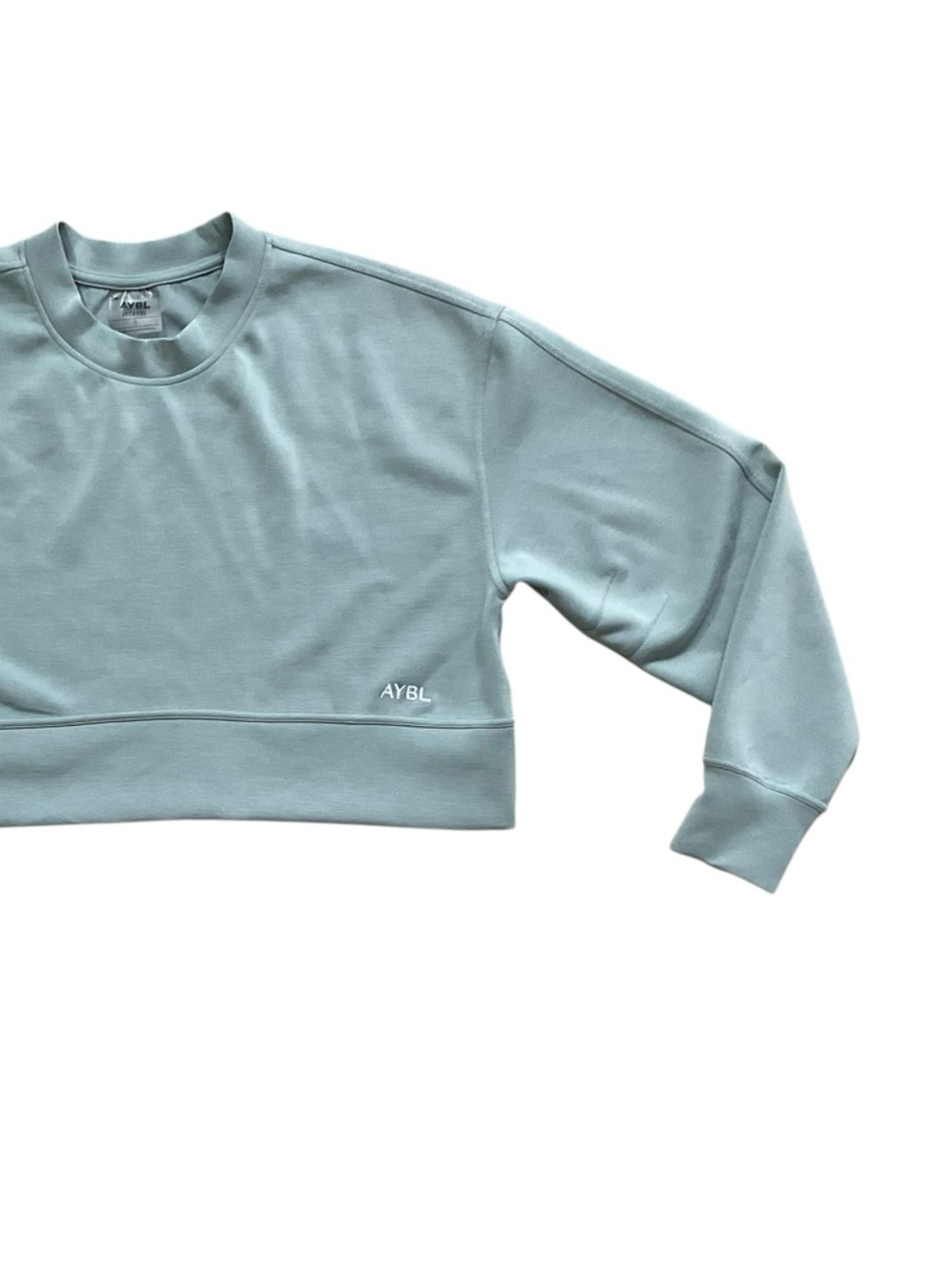 AYBL Cropped Sweatshirt Womens Small Green Athleisure Gym Pullover - Picture 2 of 12